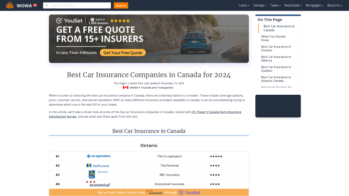 Best car insurance in canada