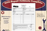 Estimate repair auto insurance car body quotes template painting quote estimates mechanic damage claim paint quotation job accident quotesgram format