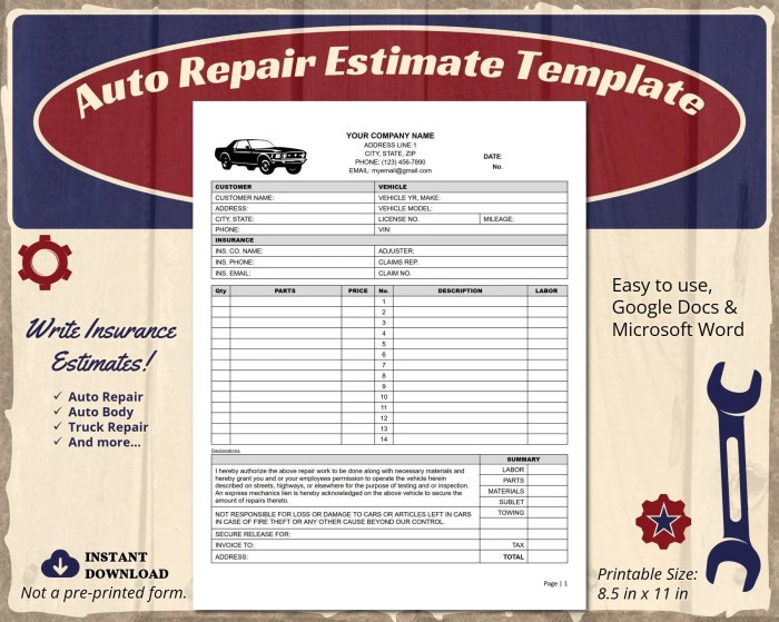 Estimate repair auto insurance car body quotes template painting quote estimates mechanic damage claim paint quotation job accident quotesgram format