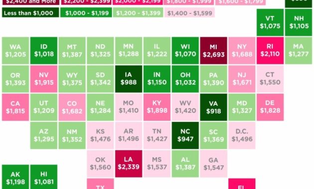Insurance car states state cost auto costs money 2020 reflecting liability comprehensive automotive collision coverage insure average data full